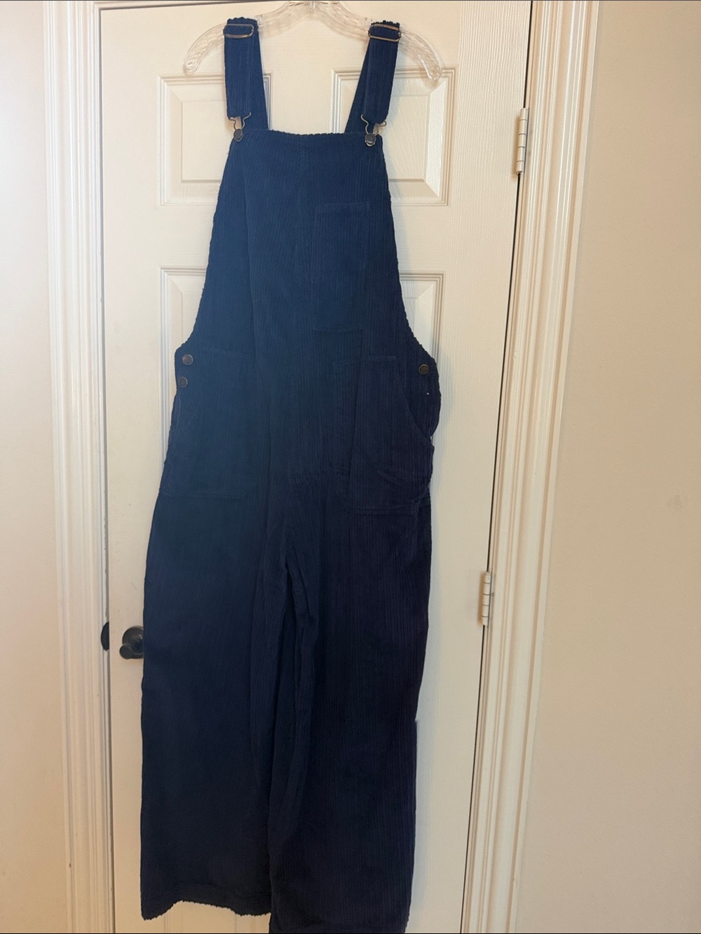 FARM Rio Navy Corduroy Wide-Leg Overalls Sz XL
